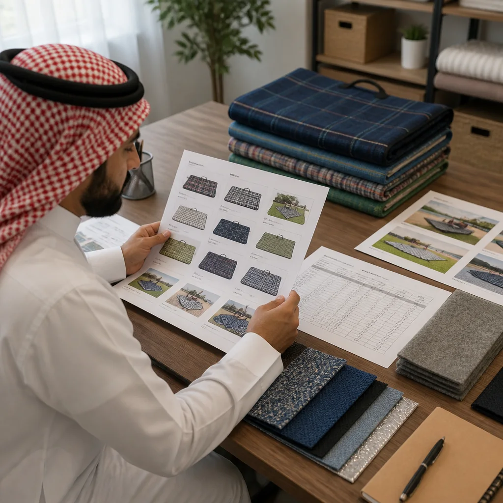 جدول مقارنة حدود الطلب الأدنى ومدد التصنيع لفرشات أرضية رحلات من بطاقات المنتجات
